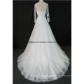 2012 Fit and Flare Wedding Gowns Sequinned Silhouette 3/4 Sleeves